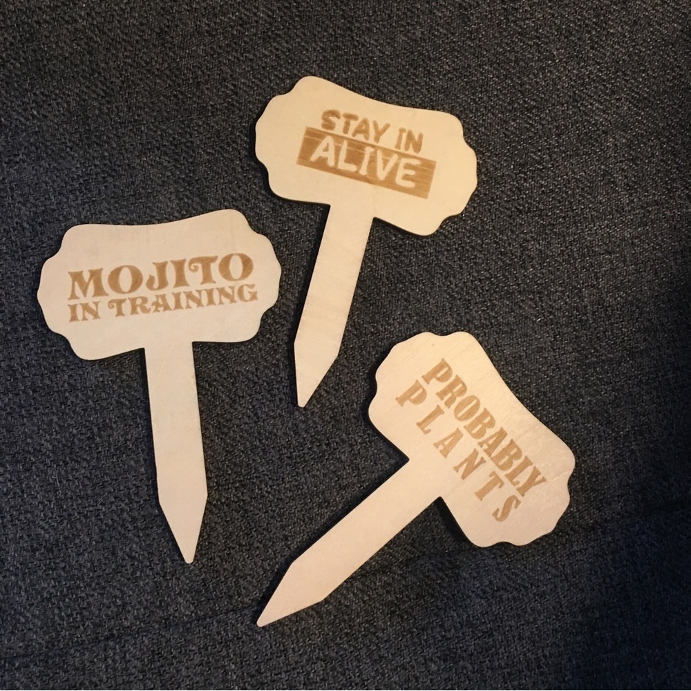Set 3 Wood Plant Markers Mojito